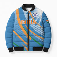 Custom India Cricket Bomber Puffer Jacket Tricolor with Ashoka Chakra