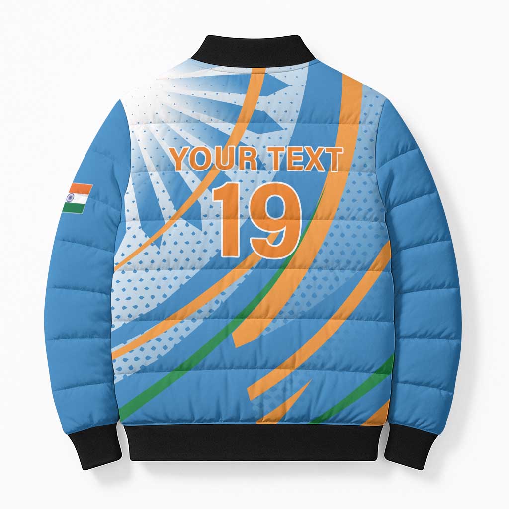 Custom India Cricket Bomber Puffer Jacket Tricolor with Ashoka Chakra
