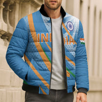 Custom India Cricket Bomber Puffer Jacket Tricolor with Ashoka Chakra