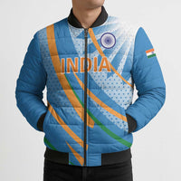 Custom India Cricket Bomber Puffer Jacket Tricolor with Ashoka Chakra