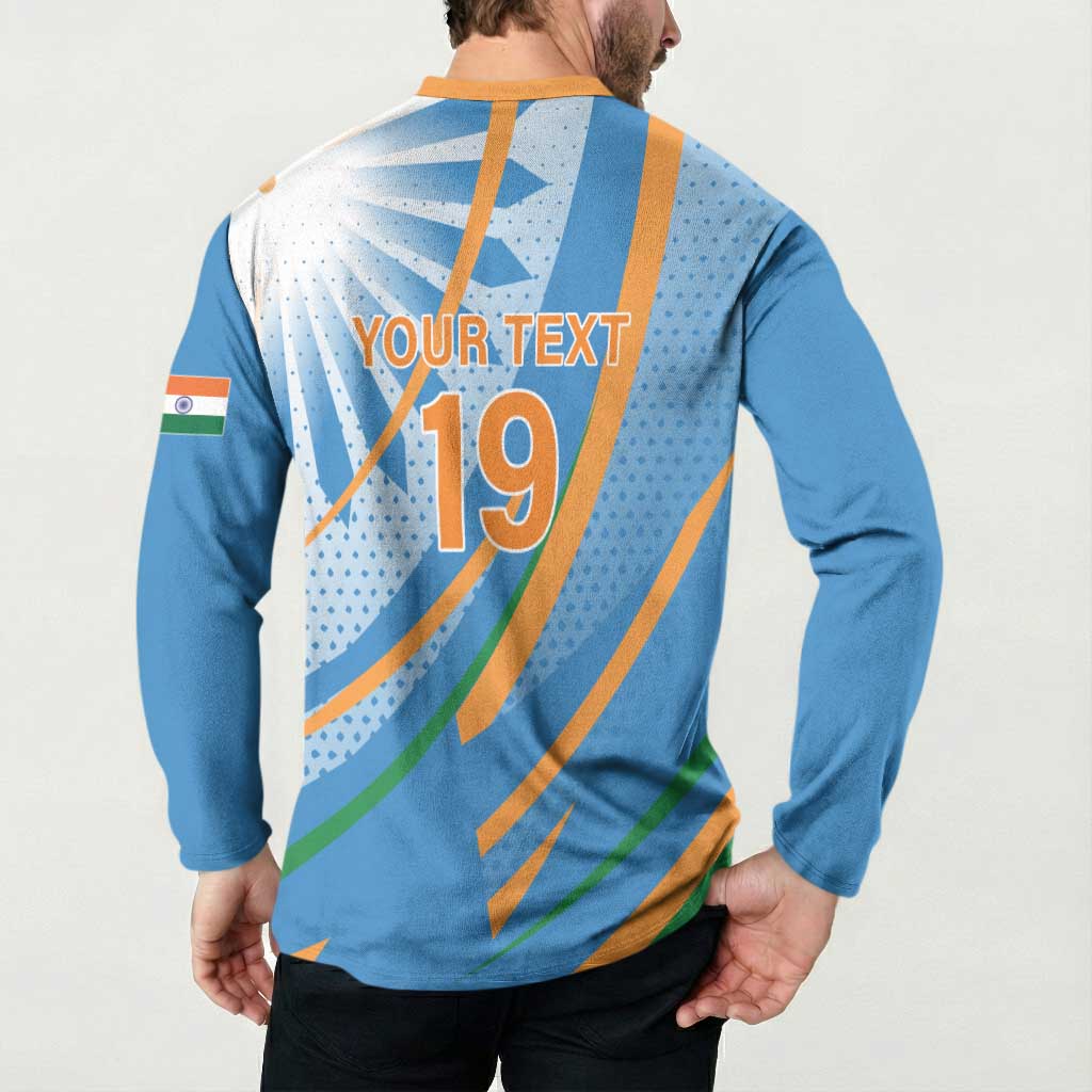 Custom India Cricket Button Sweatshirt Tricolor with Ashoka Chakra
