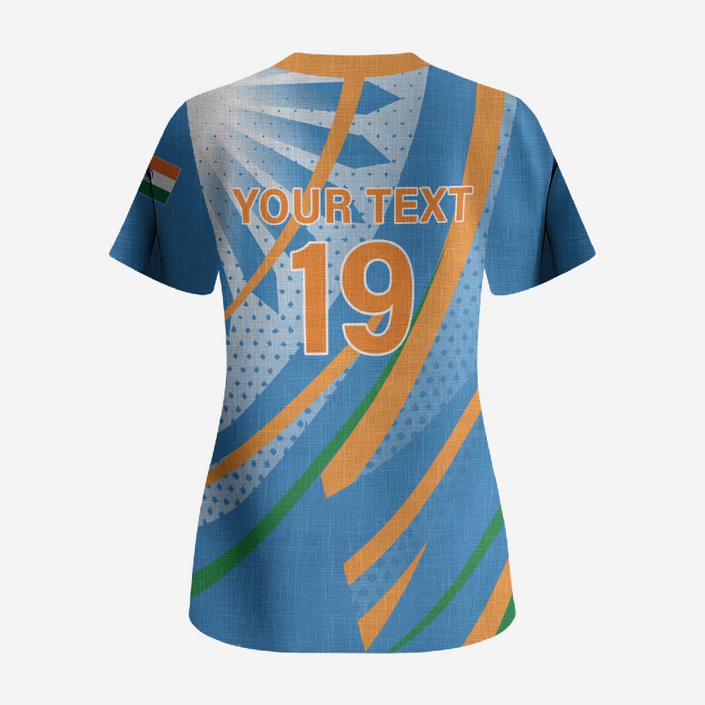 Custom India Cricket Scrub Top Tricolor with Ashoka Chakra