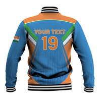 Custom India Cricket Baseball Jacket Let’s Go Champions Men in Blue