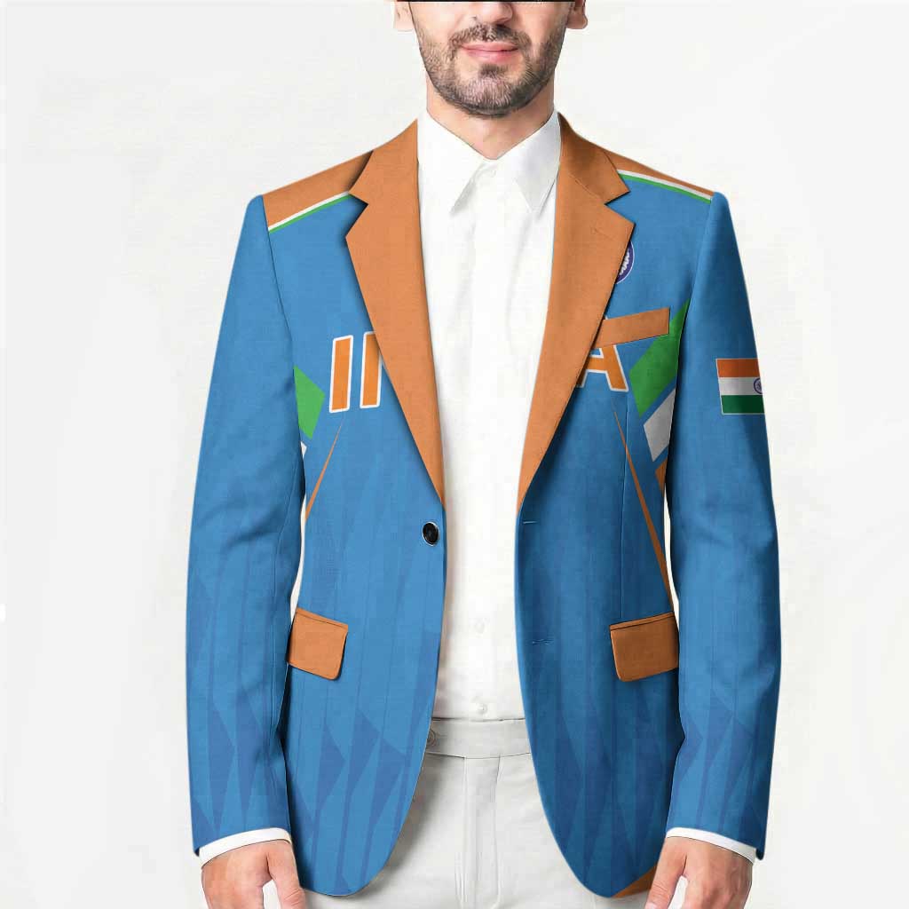 Custom India Cricket Blazer Let’s Go Champions Men in Blue