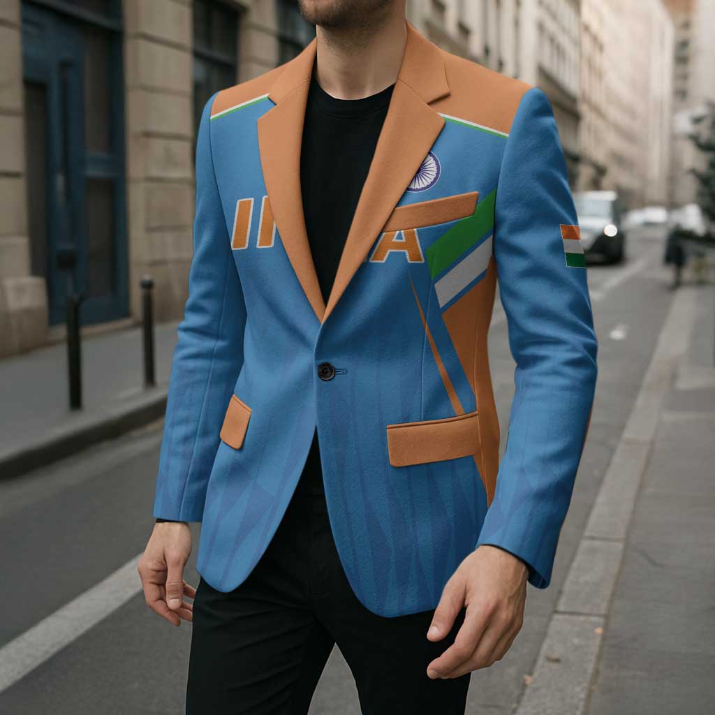 Custom India Cricket Blazer Let’s Go Champions Men in Blue