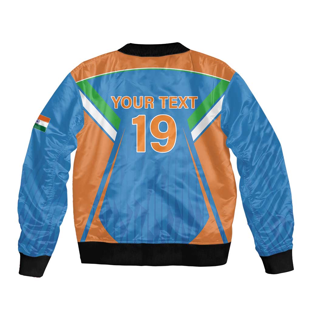 Custom India Cricket Bomber Jacket Let’s Go Champions Men in Blue