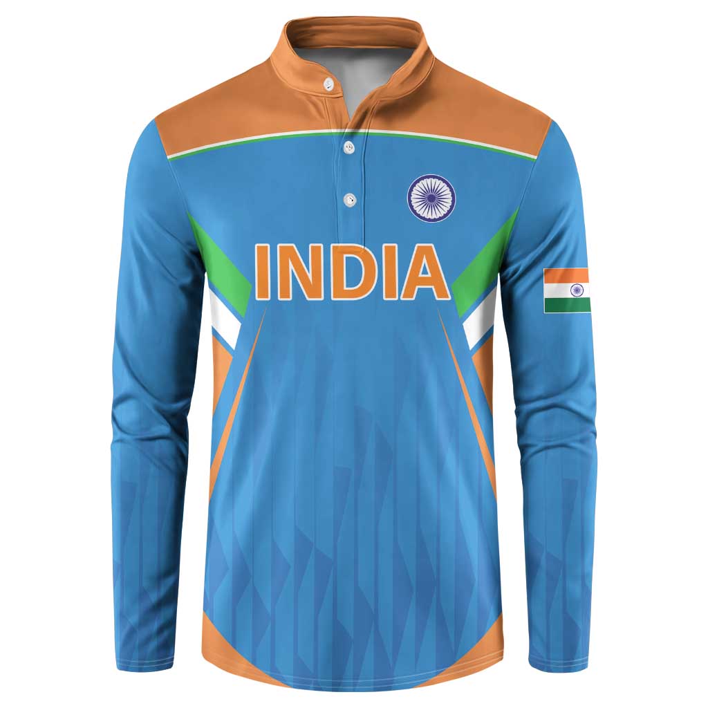 Custom India Cricket Button Sweatshirt Let’s Go Champions Men in Blue