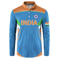 Custom India Cricket Button Sweatshirt Let’s Go Champions Men in Blue