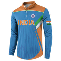 Custom India Cricket Button Sweatshirt Let’s Go Champions Men in Blue