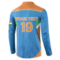 Custom India Cricket Button Sweatshirt Let’s Go Champions Men in Blue
