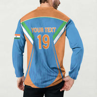 Custom India Cricket Button Sweatshirt Let’s Go Champions Men in Blue