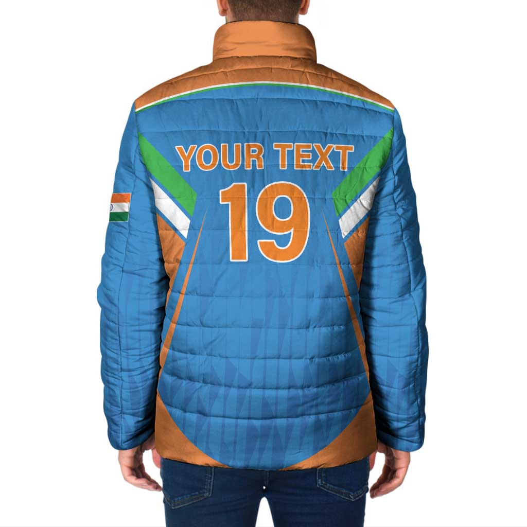 Custom India Cricket Padded Jacket Let’s Go Champions Men in Blue