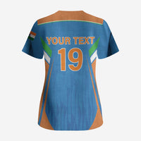 Custom India Cricket Scrub Top Let’s Go Champions Men in Blue