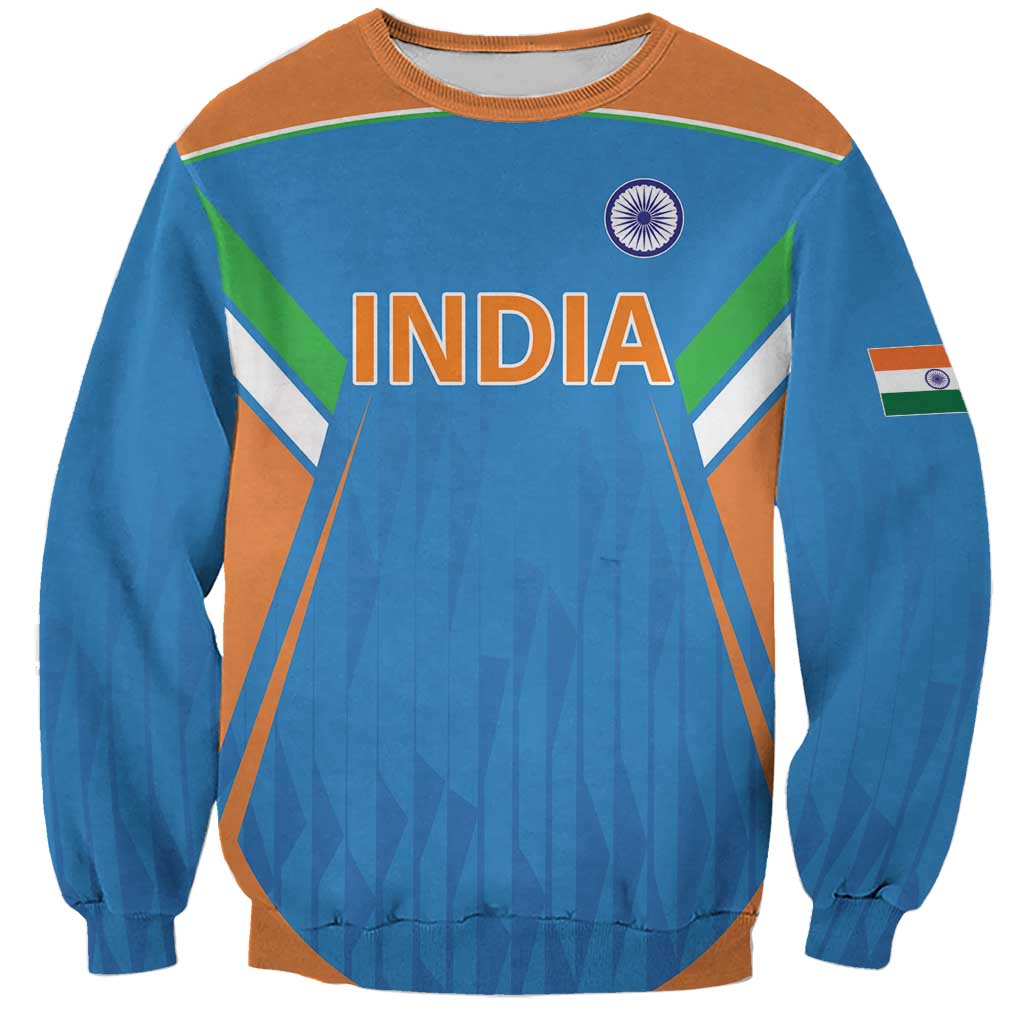 Custom India Cricket Sweatshirt Let’s Go Champions Men in Blue