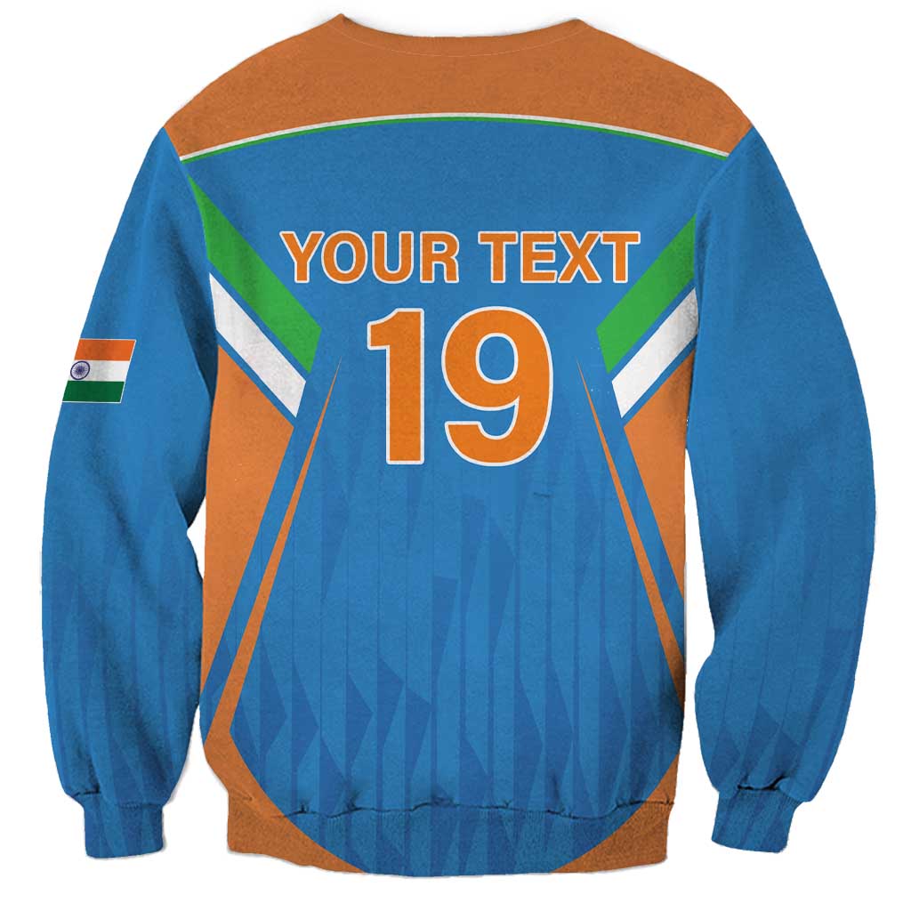 Custom India Cricket Sweatshirt Let’s Go Champions Men in Blue