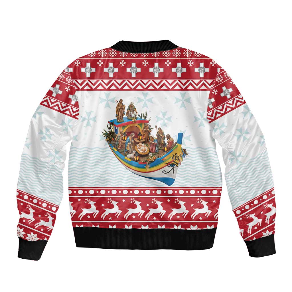 Malta Christmas Bomber Jacket Presepju Nativity Scene on Luzzu Boat - Wonder Print Shop