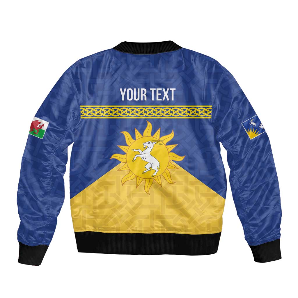 Personalized Merionethshire Wales Bomber Jacket Celtic Sun and Goat Design - Wonder Print Shop