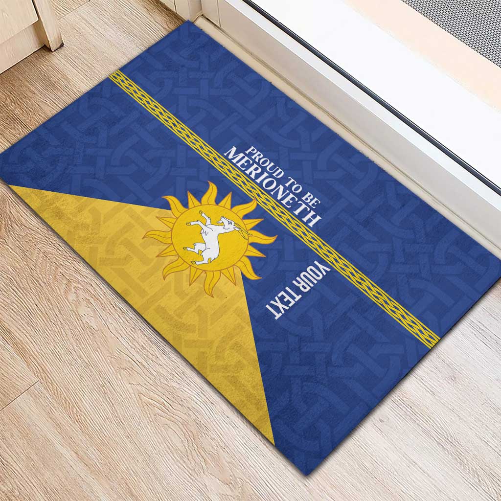 Personalized Merionethshire Wales Rubber Doormat Celtic Sun and Goat Design - Wonder Print Shop