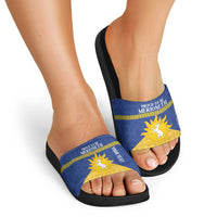 Personalized Merionethshire Wales Slide Sandals Celtic Sun and Goat Design - Wonder Print Shop