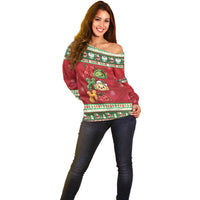 Poland Christmas Off Shoulder Sweater Ho Ho Ho Squishy Pierogi