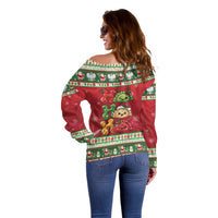 Poland Christmas Off Shoulder Sweater Ho Ho Ho Squishy Pierogi