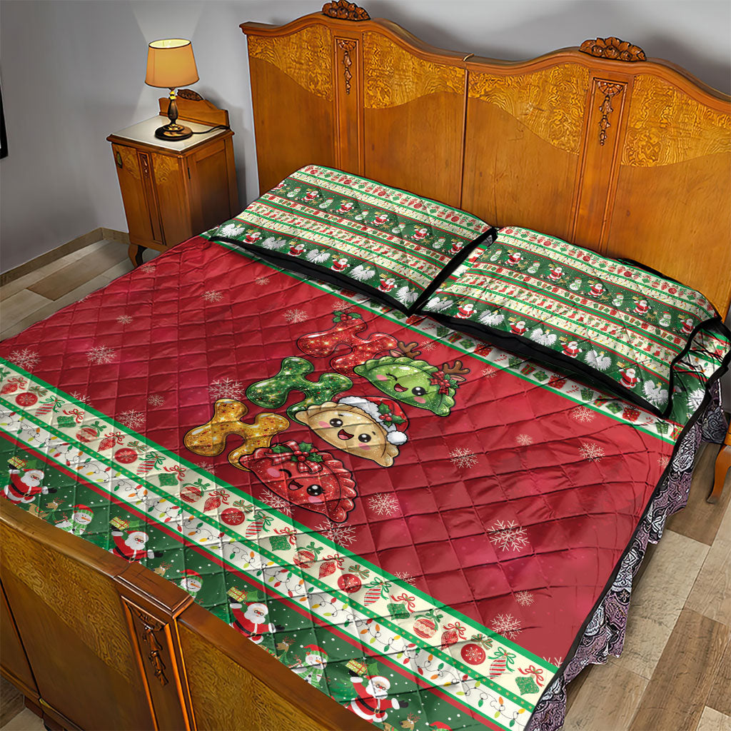 Poland Christmas Quilt Bed Set Ho Ho Ho Squishy Pierogi