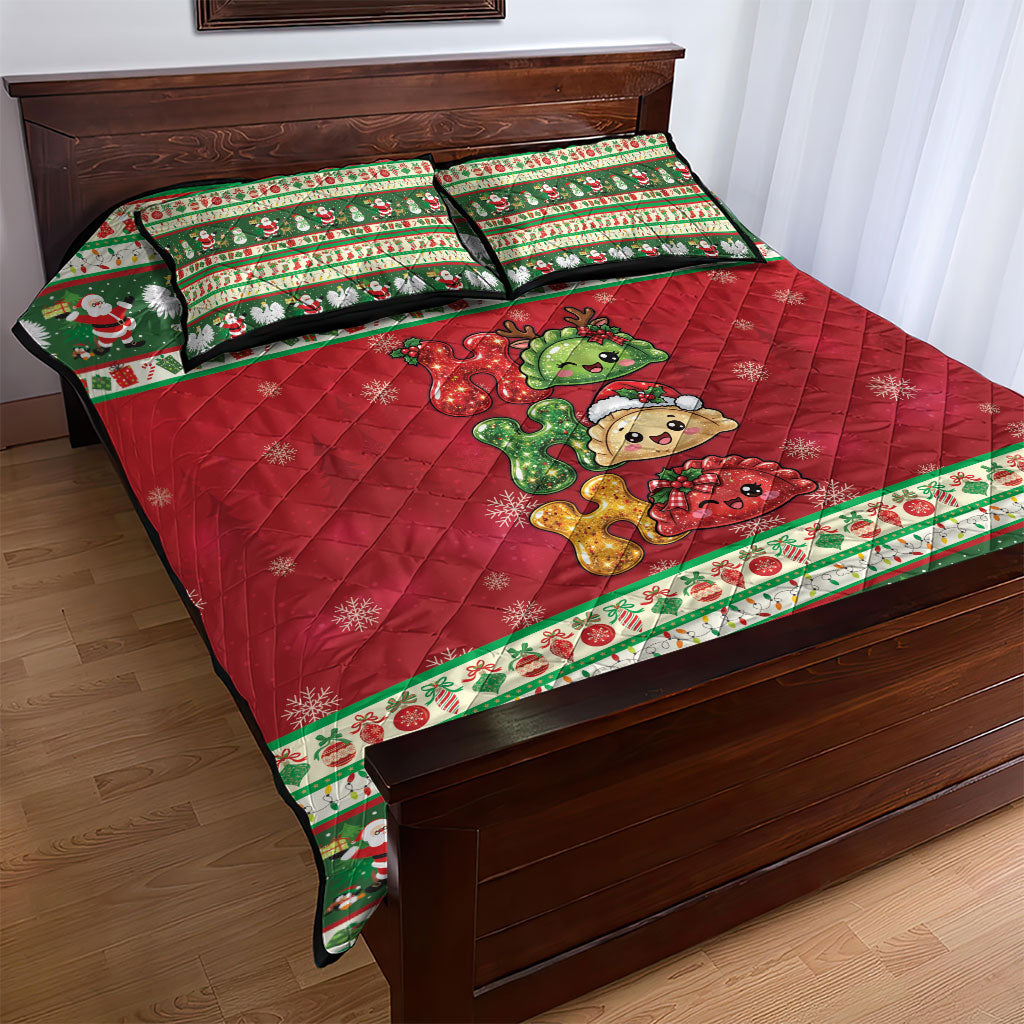 Poland Christmas Quilt Bed Set Ho Ho Ho Squishy Pierogi