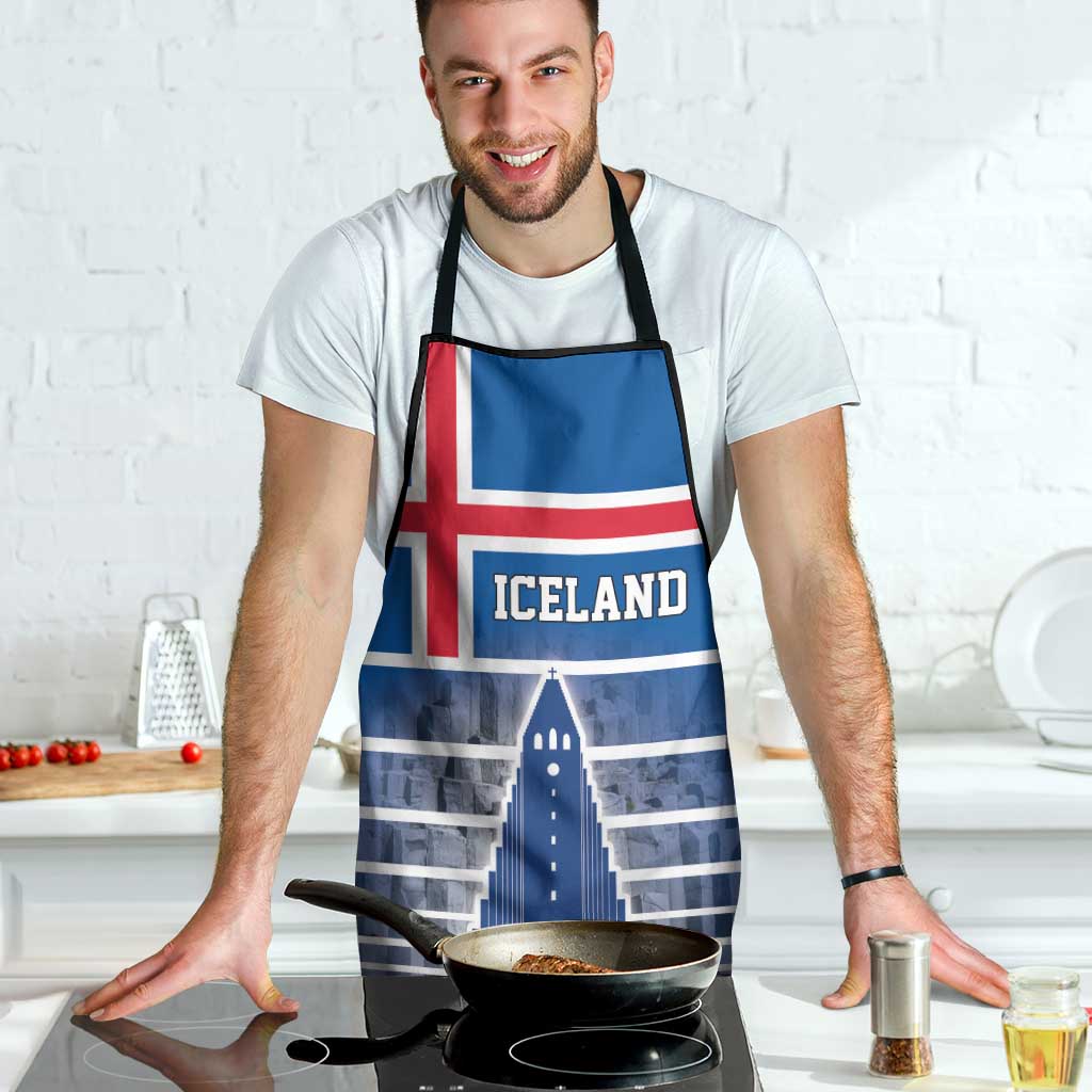 Iceland Hallgrimskirkja Church Apron Icelandic Flag Design - Wonder Print Shop