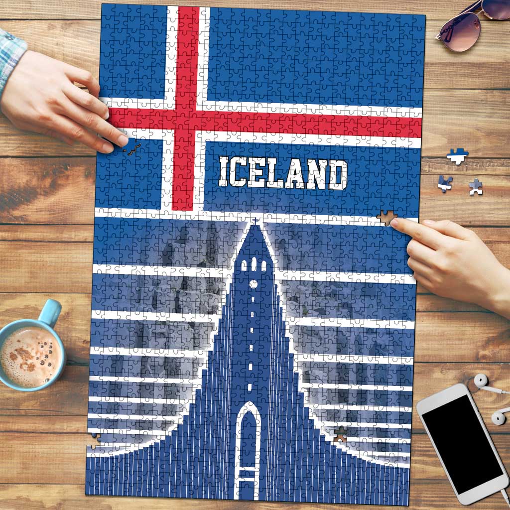 Iceland Hallgrimskirkja Church Puzzle Icelandic Flag Design - Wonder Print Shop