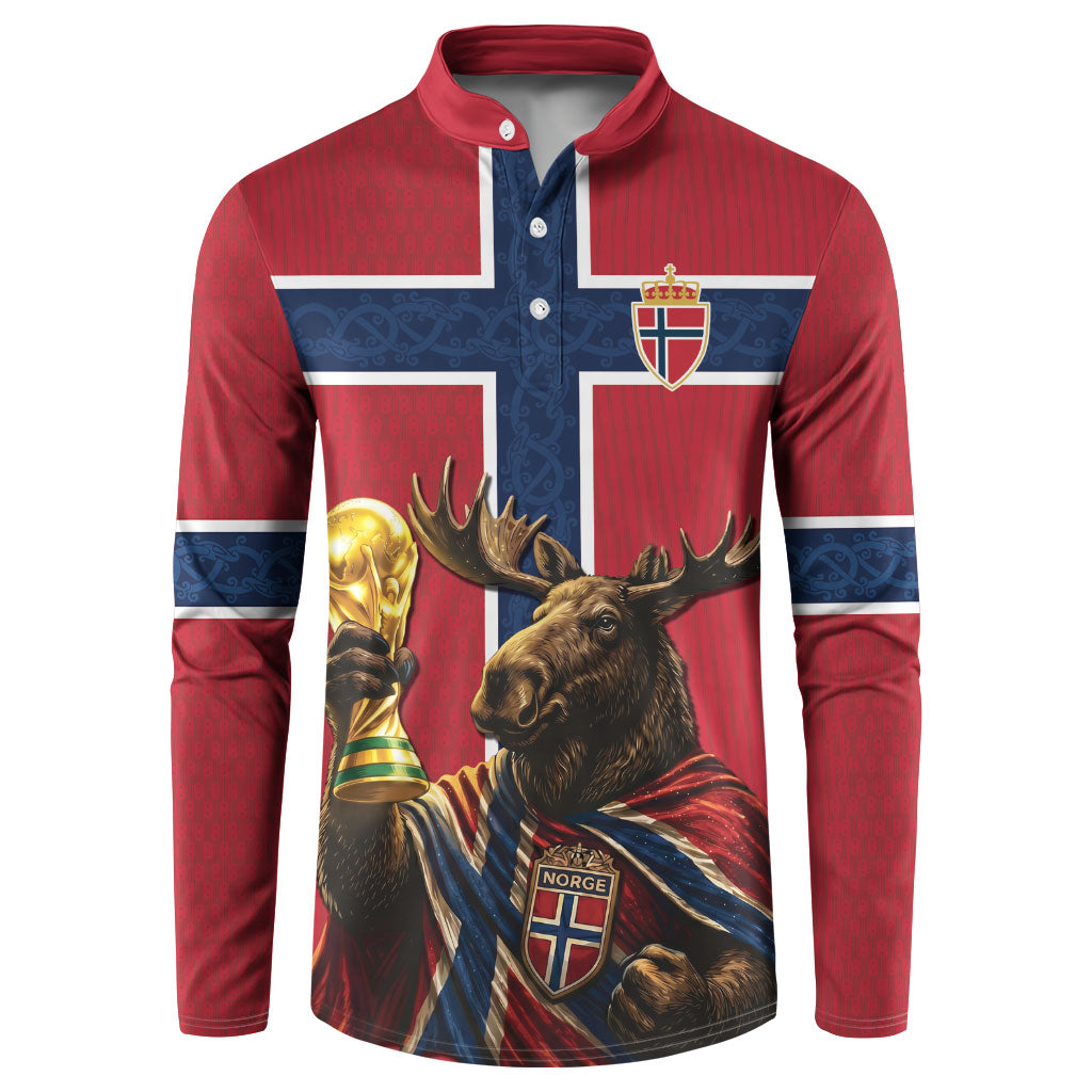 Custom World Football 2026 Norway Button Sweatshirt Viking Moose Trophy Champion