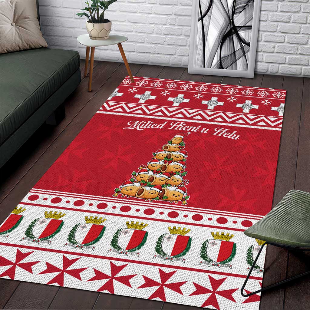 Cute Maltese Imqaret Pastry Christmas Area Rug Christmas Joy in Malta - Wonder Print Shop