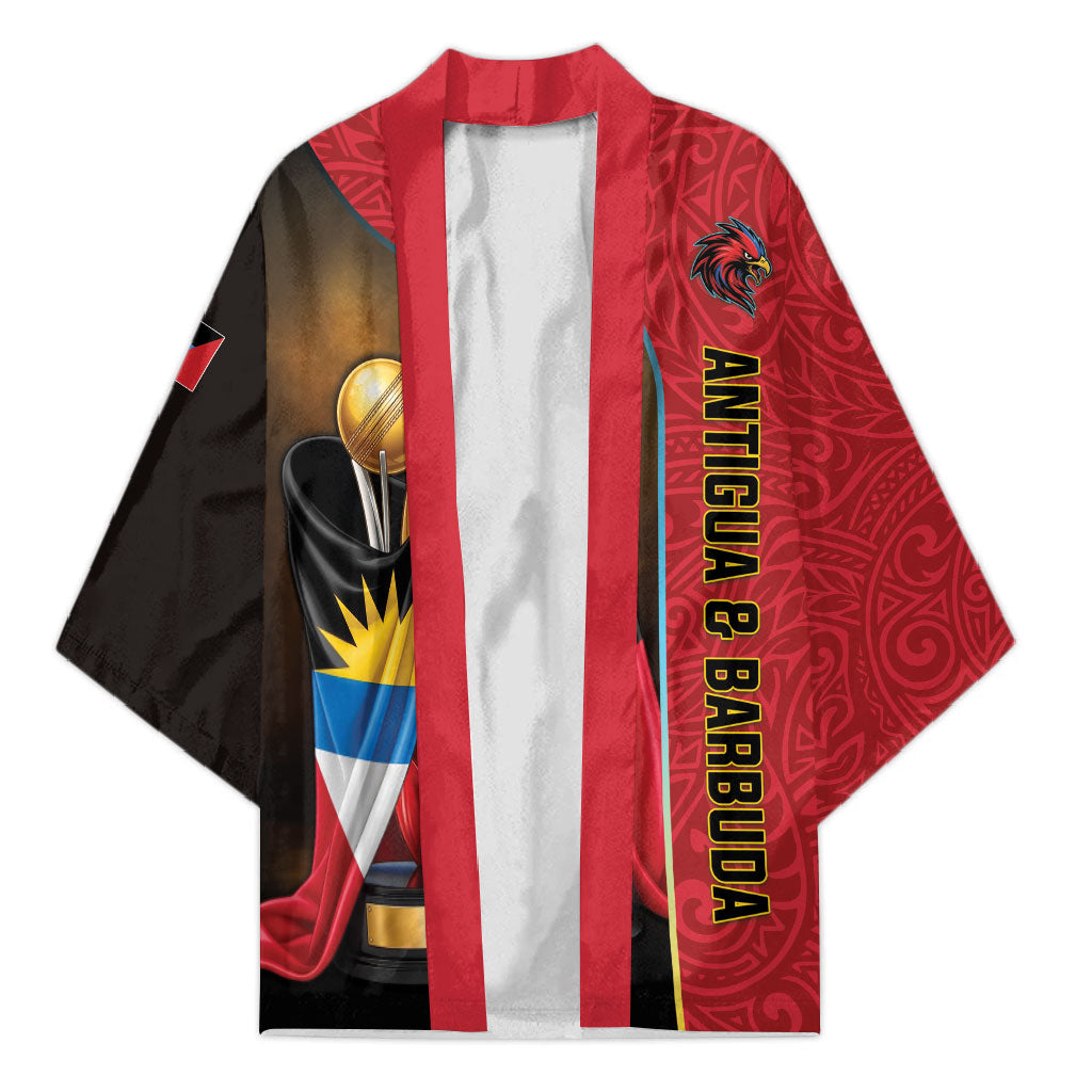 Personalized Antigua and Barbuda Cricket 2026 Kimono Falcons First-Time Champions Trophy Red Edition