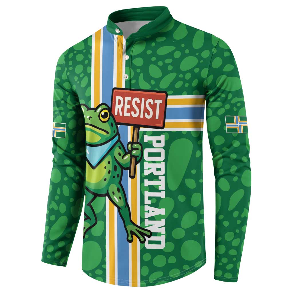 Personalized Resist Portland Frog Button Sweatshirt Frog Activist Protest City - Wonder Print Shop