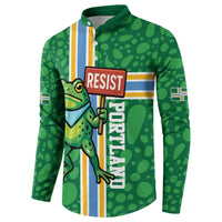 Personalized Resist Portland Frog Button Sweatshirt Frog Activist Protest City - Wonder Print Shop