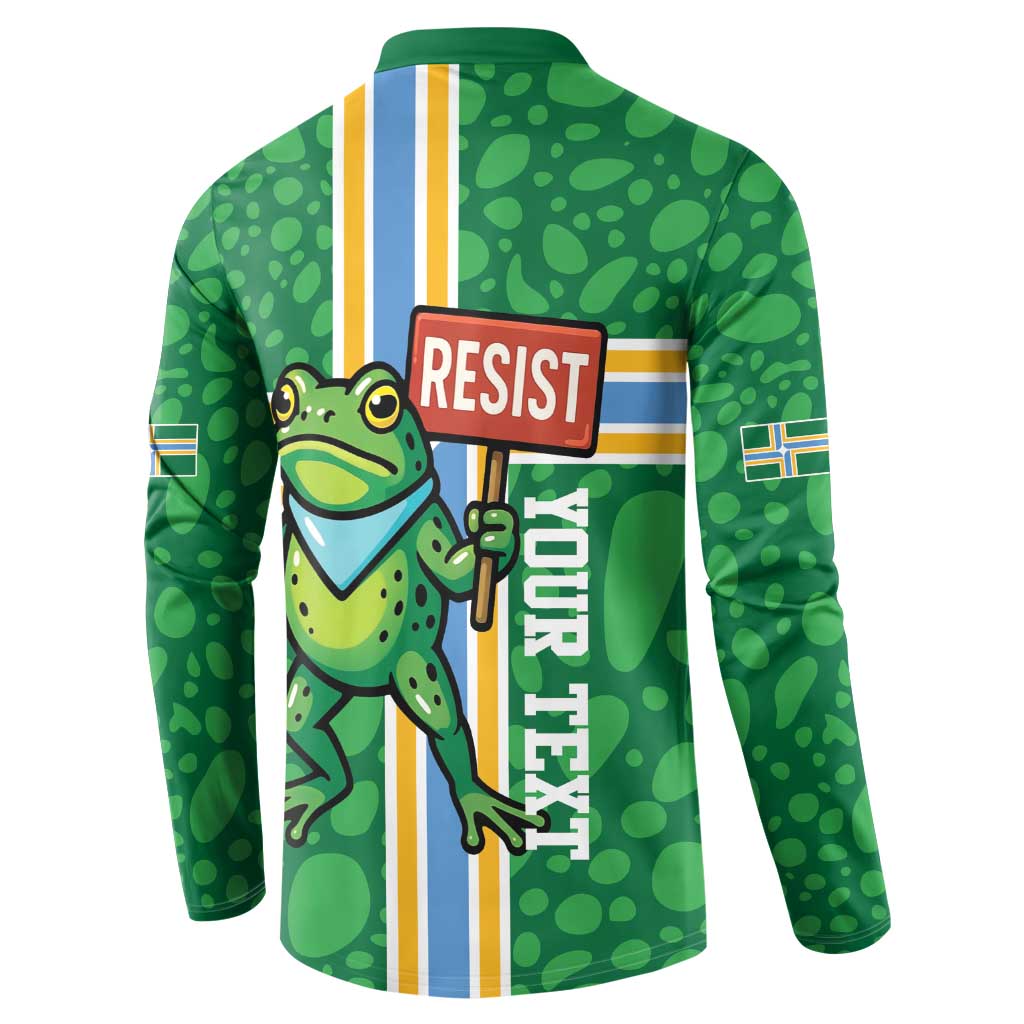 Personalized Resist Portland Frog Button Sweatshirt Frog Activist Protest City - Wonder Print Shop
