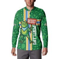 Personalized Resist Portland Frog Button Sweatshirt Frog Activist Protest City - Wonder Print Shop