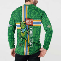 Personalized Resist Portland Frog Button Sweatshirt Frog Activist Protest City - Wonder Print Shop