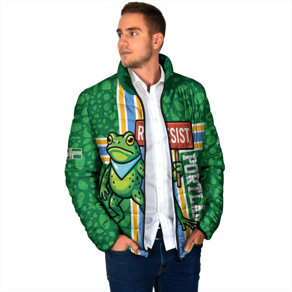 Personalized Resist Portland Frog Padded Jacket Frog Activist Protest City - Wonder Print Shop