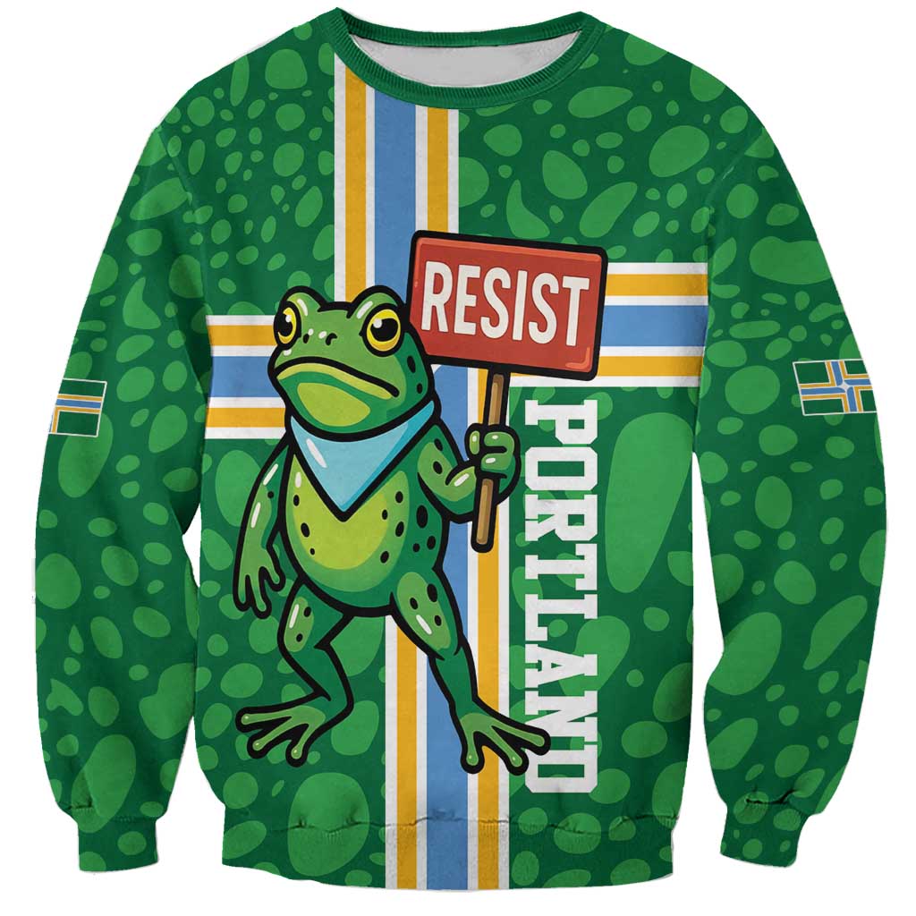 Personalized Resist Portland Frog Sweatshirt Frog Activist Protest City - Wonder Print Shop