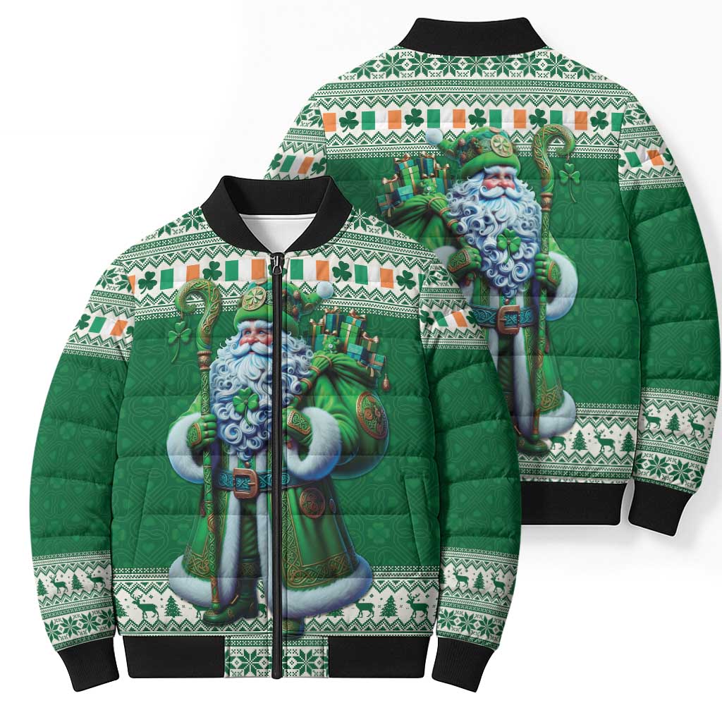 Ireland Christmas Bomber Puffer Jacket Irish Santa Claus - Wonder Print Shop
