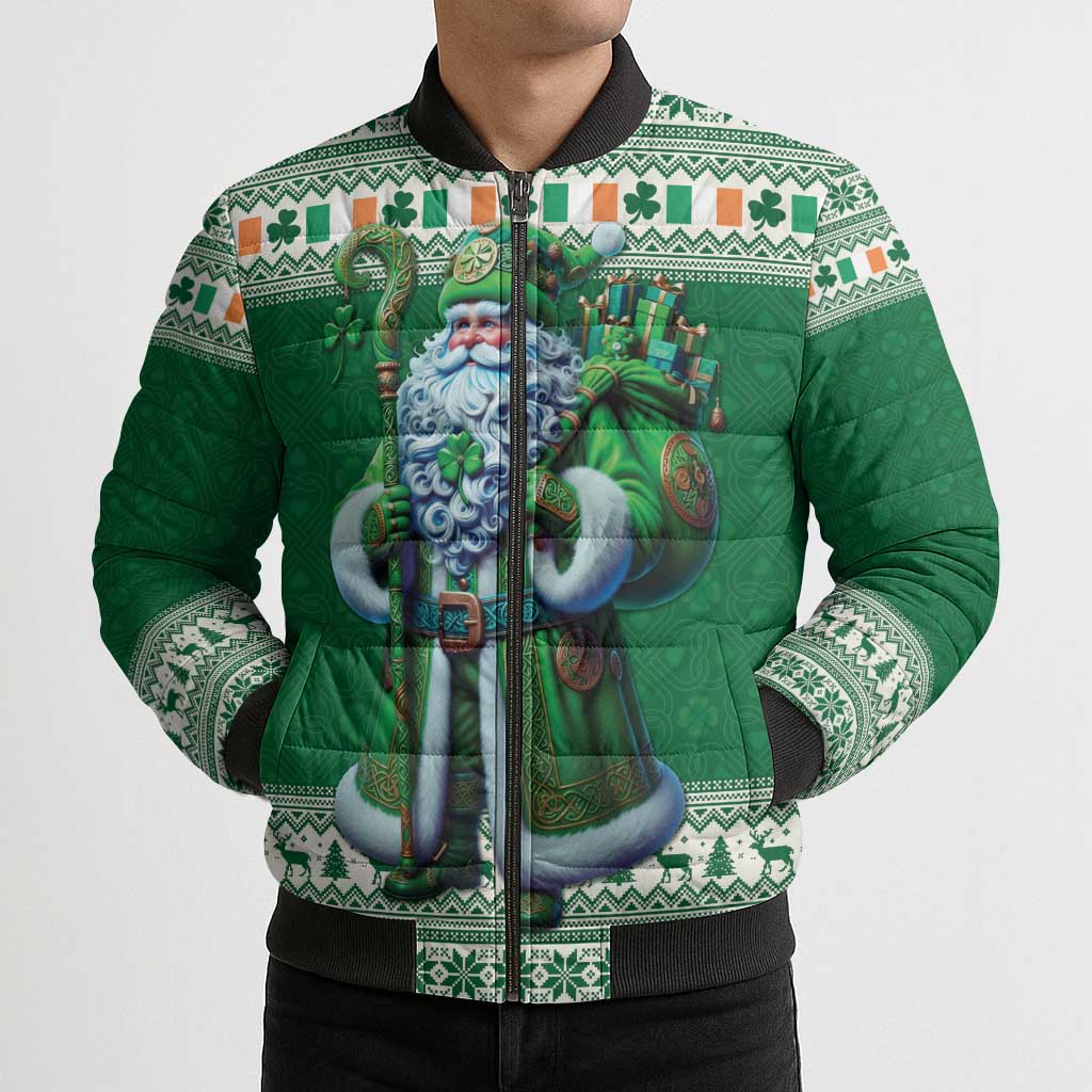 Ireland Christmas Bomber Puffer Jacket Irish Santa Claus - Wonder Print Shop