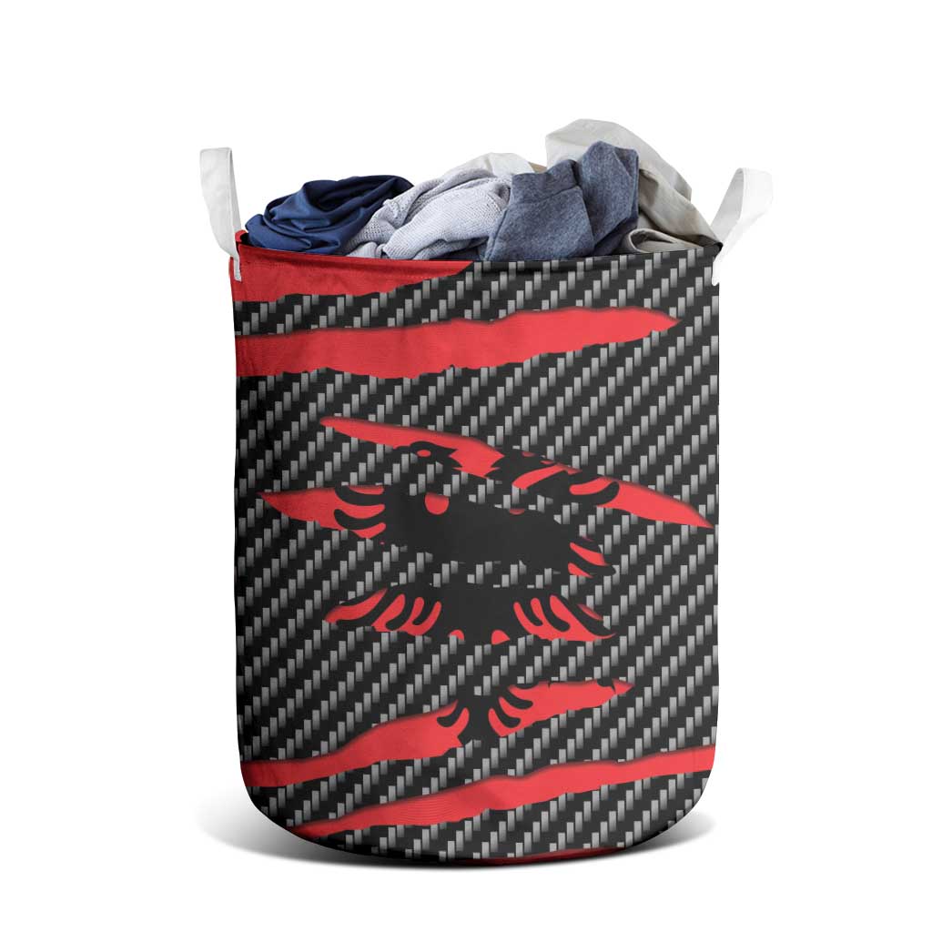 Albania Beast Laundry Basket Ripped Flag Graphic - Wonder Print Shop
