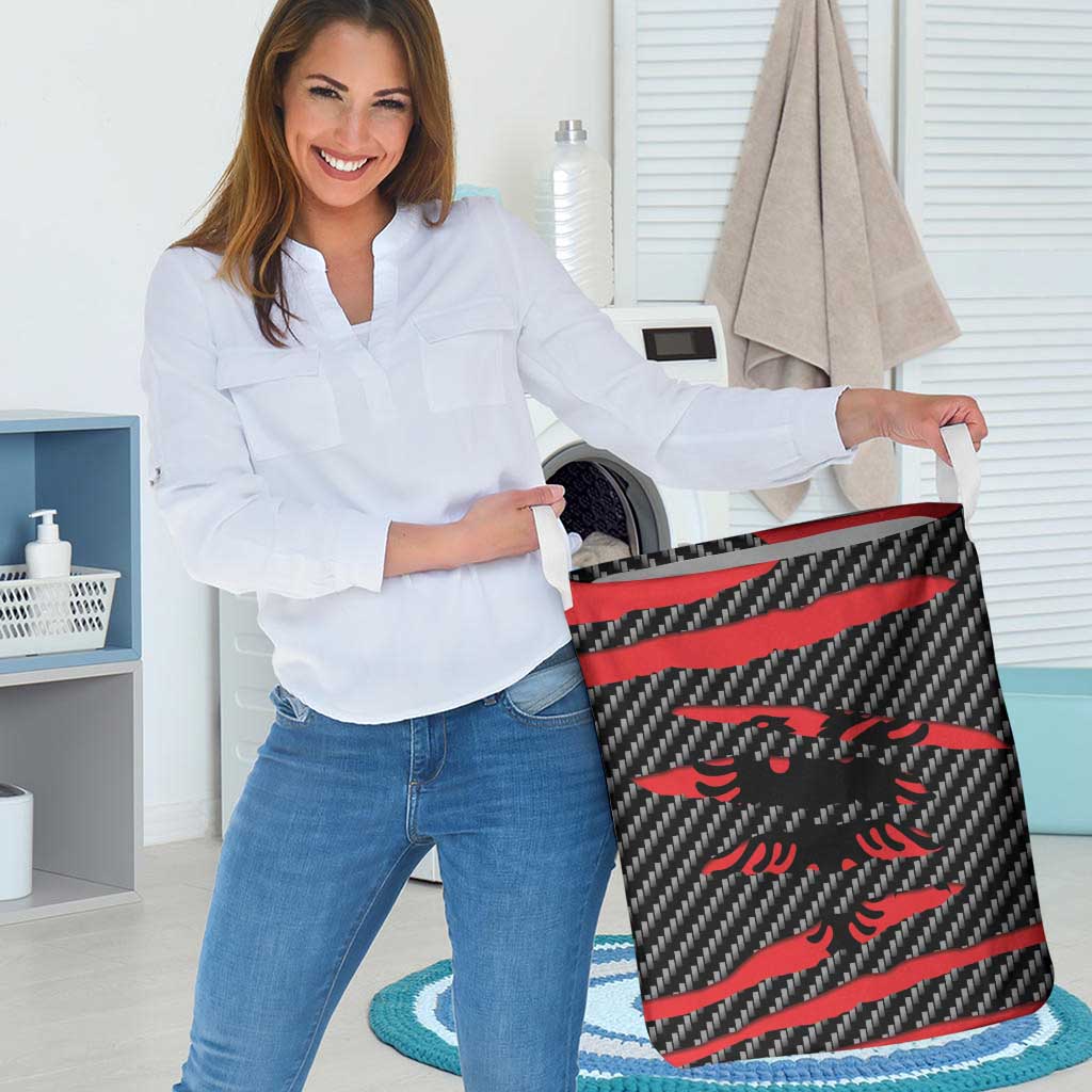 Albania Beast Laundry Basket Ripped Flag Graphic - Wonder Print Shop