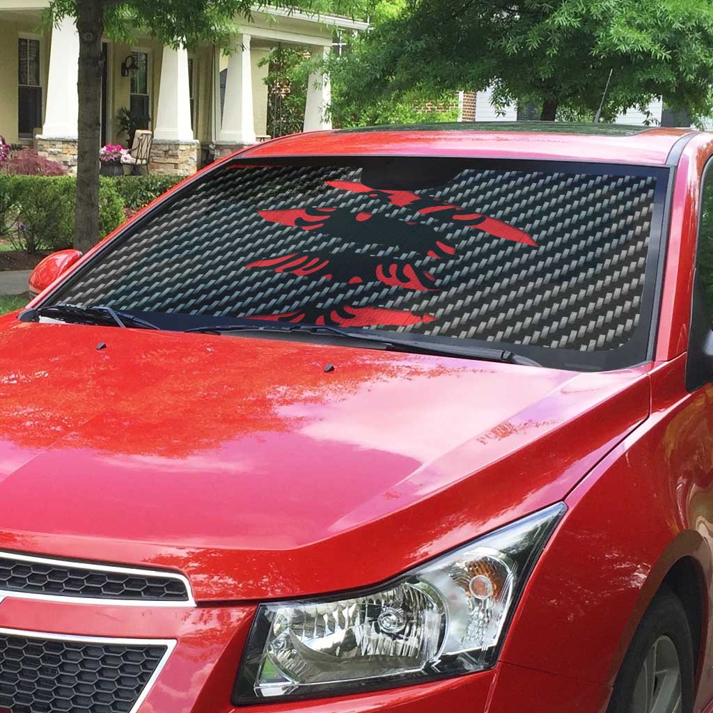 Albania Beast Auto Sun Shade Ripped Flag Graphic - Wonder Print Shop