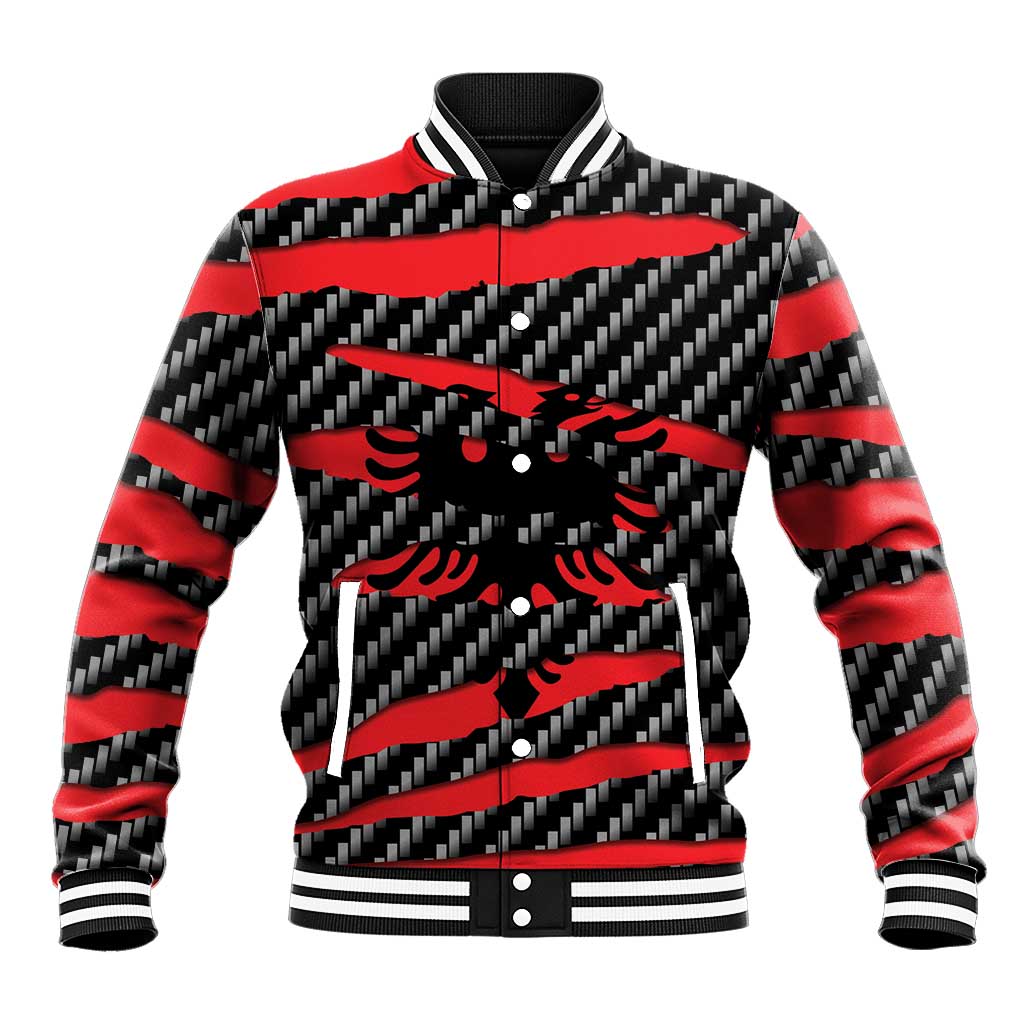 Albania Beast Baseball Jacket Ripped Flag Graphic - Wonder Print Shop