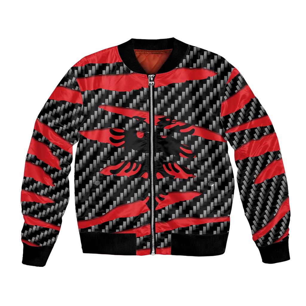 Albania Beast Bomber Jacket Ripped Flag Graphic - Wonder Print Shop