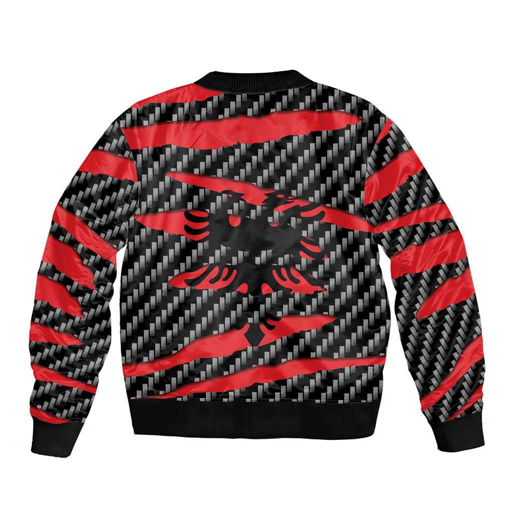 Albania Beast Bomber Jacket Ripped Flag Graphic - Wonder Print Shop