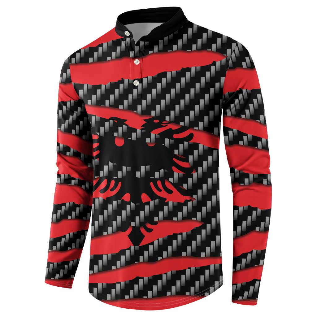 Albania Beast Button Sweatshirt Ripped Flag Graphic - Wonder Print Shop