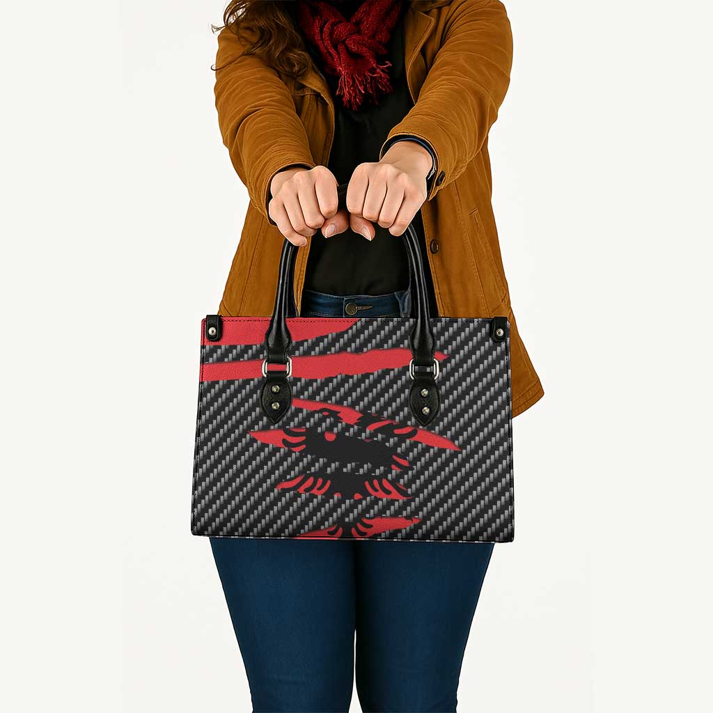 Albania Beast Leather Bag Ripped Flag Graphic - Wonder Print Shop