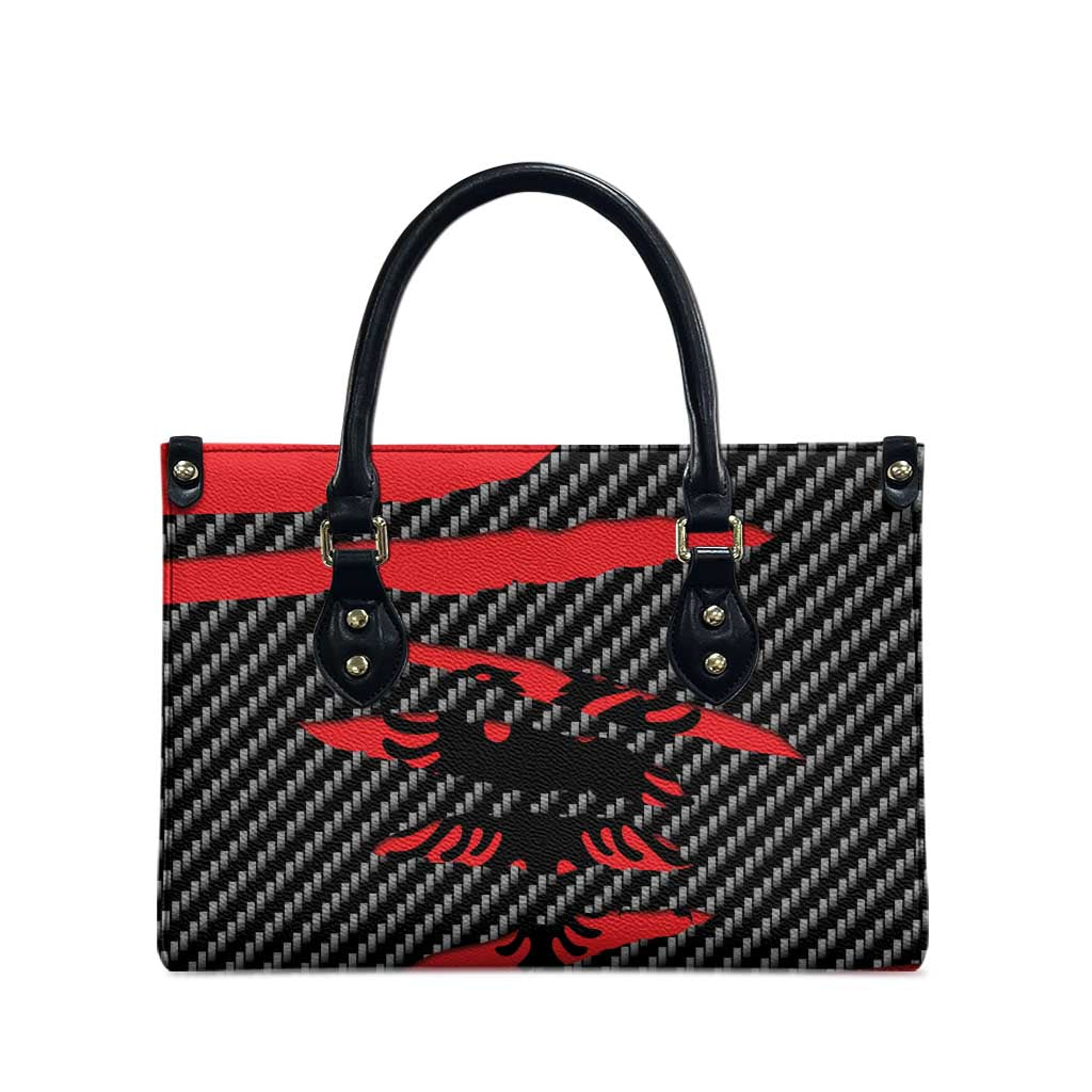 Albania Beast Leather Bag Ripped Flag Graphic - Wonder Print Shop